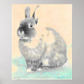 Nursery wall art, bunny original art poster (Voorkant)