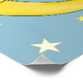 Nursery Wall Art Moon Stars Geel Blauw Poster (Hoek)
