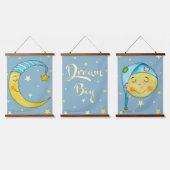 Nursery Wall Art Moon Stars Yellow Blue Tapestry Hangend Wandkleed (Driedubbel)