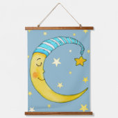 Nursery Wall Art Moon Stars Yellow Blue Tapestry Hangend Wandkleed (Voorkant)