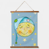Nursery Wall Art Moon Stars Yellow Blue Tapestry Hangend Wandkleed (Voorkant 3)