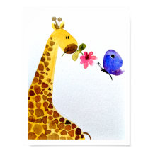 Nursery wall art_ Waterverf Giraffe & vlinder