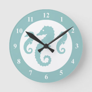 Nursery wall klok met zeepaarden zeedier