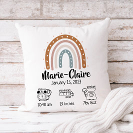 Nursery waterverf boho regenbooggeboortstatussen kussen