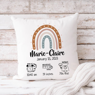 Nursery waterverf boho regenbooggeboortstatussen kussen