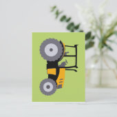 Nursery yellow tractor-vuilniswagen briefkaart (Staand voorkant)