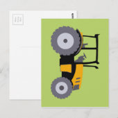 Nursery yellow tractor-vuilniswagen briefkaart (Voorkant / Achterkant)