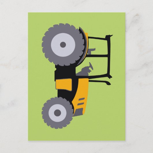 Nursery yellow tractor-vuilniswagen briefkaart (Voorkant)