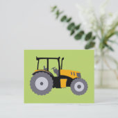 Nursery yellow tractor-vuilniswagen briefkaart (Staand voorkant)