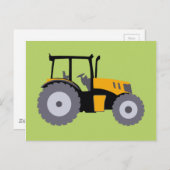Nursery yellow tractor-vuilniswagen briefkaart (Voorkant / Achterkant)