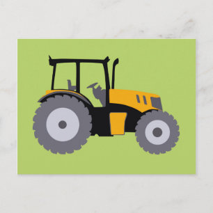 Nursery yellow tractor-vuilniswagen briefkaart