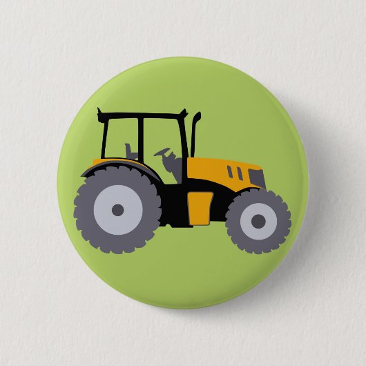 Nursery yellow tractor-vuilniswagen ronde button 5,7 cm (Voorkant)