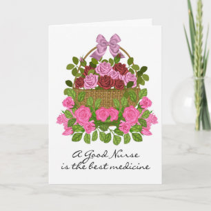 Nurses Day Kaart met mand met Rozen
