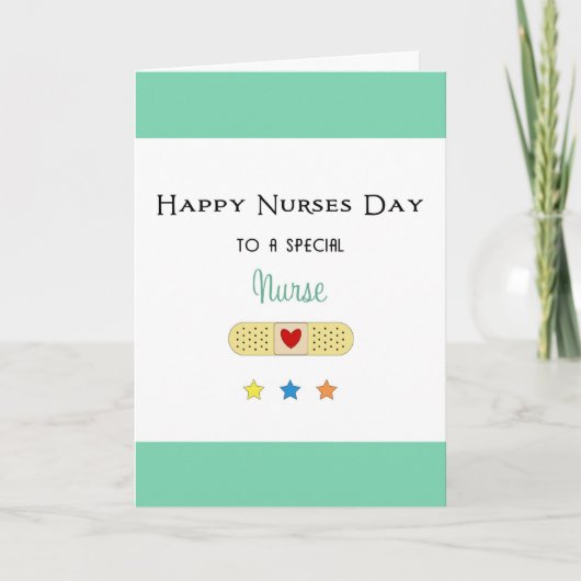 Nurses Day Wenskaart-Bandaide en sterren Kaart (Voorkant)