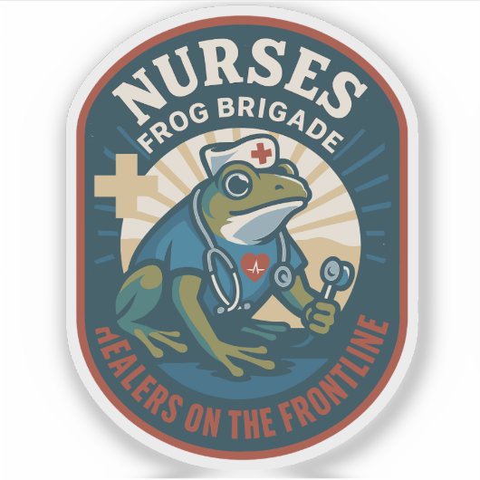 Nurses Frog Brigade – Healers on the Frontline Sticker (Voorkant)