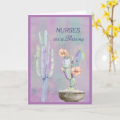NURSES is een Blessenaar Waterverf Cactus Kaart (Gele Bloem)