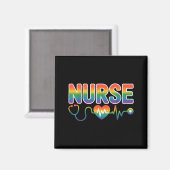 Nurse's Life Lgbt Heart Stethoscope Nurse Week Magneet (Voorkant / Achterkant)