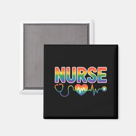 Nurse's Life Lgbt Heart Stethoscope Nurse Week Magneet (Voorkant / Achterkant)