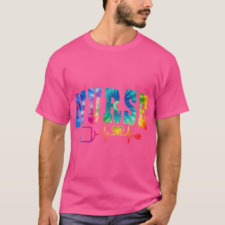 Nurse's Life Tie Dye Heart Stethoscope Nurse Week T-shirt