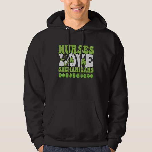 Nurses Love Shenanigans Cute  Nurse St Patricks Da Hoodie (Voorkant)