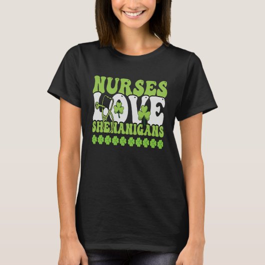 Nurses Love Shenanigans Cute  Nurse St Patricks Da T-shirt (Voorkant)