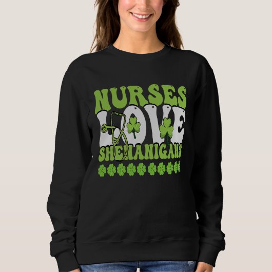 Nurses Love Shenanigans Cute Nurse St Patricks Da Trui (Voorkant)