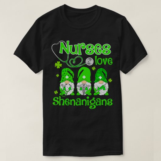 Nurses Love ShenanigansGnomes Nurse St Patricks da T-shirt (Design voorkant)