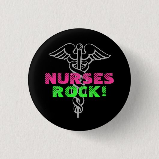 Nurses Rock Pinback Button | Neonkleuren (Voorkant)
