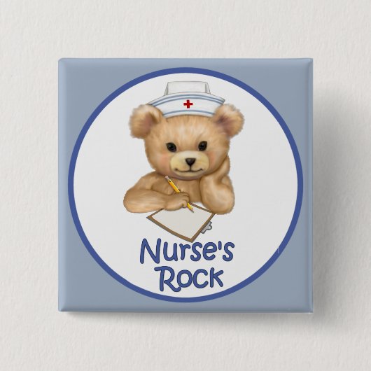 Nurse's Rock Vierkante Button 5,1 Cm (Voorkant)