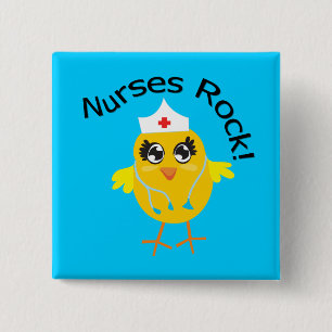 Nurses Rock Vierkante Button 5,1 Cm