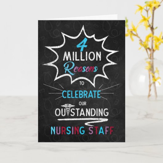 Nurses Week Chalkboard Theme for Staff Kaart (Gele Bloem)