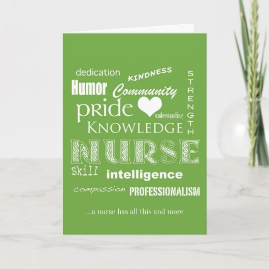 Nurses Week - Nurse Attributes-Green Bedankkaart (Voorkant)