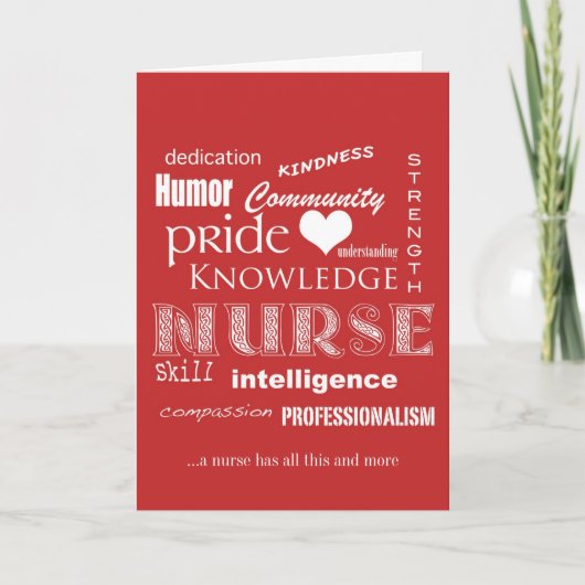 Nurses Week - Nurse Attributes-Red Bedankkaart (Voorkant)
