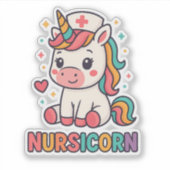Nursicorn Schattigee Eenhoorn Nurse Sticker (Voorkant)