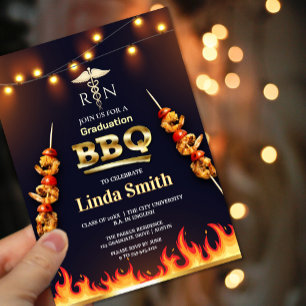 Nursing Afstuderen BBQ Uitnodiging   RN-symbool
