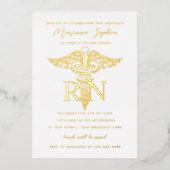 Nursing Afstuderen Gold Foil Uitnodiging (Voorkant)