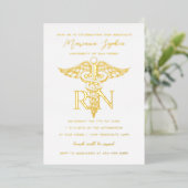 Nursing Afstuderen Gold Foil Uitnodiging (Staand Voorkant)