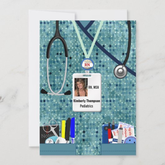 Nursing Afstuderen Invitation Blues Kaart (Voorkant)