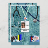 Nursing Afstuderen Invitation Blues Kaart (Voorkant / Achterkant)