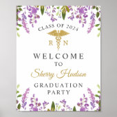 Nursing Afstuderen Paars Floral Welkom Poster (Voorkant)