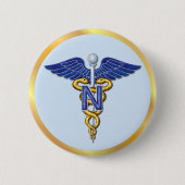 Nursing Caduceus Ronde Button 5,7 Cm (Voorkant)