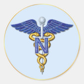 Nursing Caduceus Ronde Sticker (Voorkant)