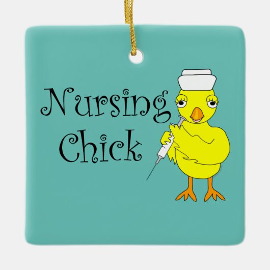 Nursing Chick Tekst Keramisch Ornament (Voorkant)