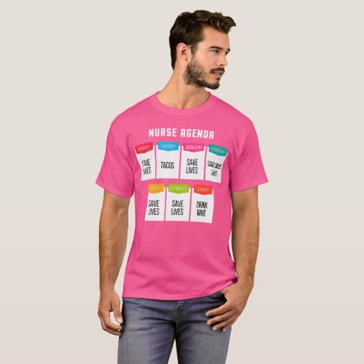 Nursing Funny Nurse Agenda RN Medicine Medical Doc T-shirt (Voorkant volledig)