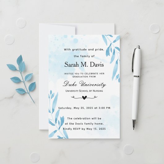 Nursing graduation invitation kaart