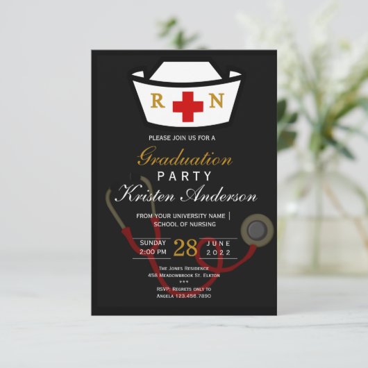 Nursing Graduation Invitation Kaart (Staand voorkant)
