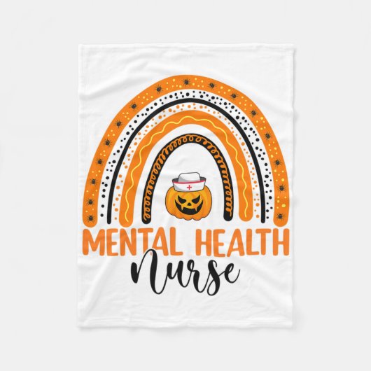 Nursing Halloween Pumpkin Rainbow Mental Health Nu Fleece Deken (Voorkant)