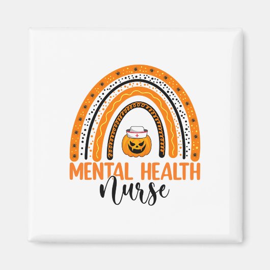 Nursing Halloween Pumpkin Rainbow Mental Health Nu Magneet (Voorkant)