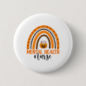 Nursing Halloween Pumpkin Rainbow Mental Health Nu Ronde Button 5,7 Cm (Voorkant)