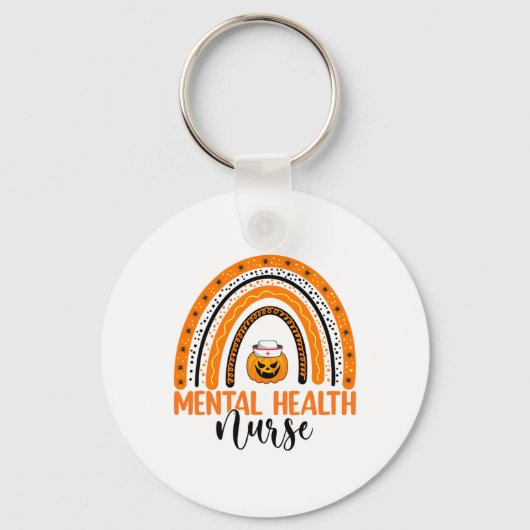 Nursing Halloween Pumpkin Rainbow Mental Health Nu Sleutelhanger (Voorkant)